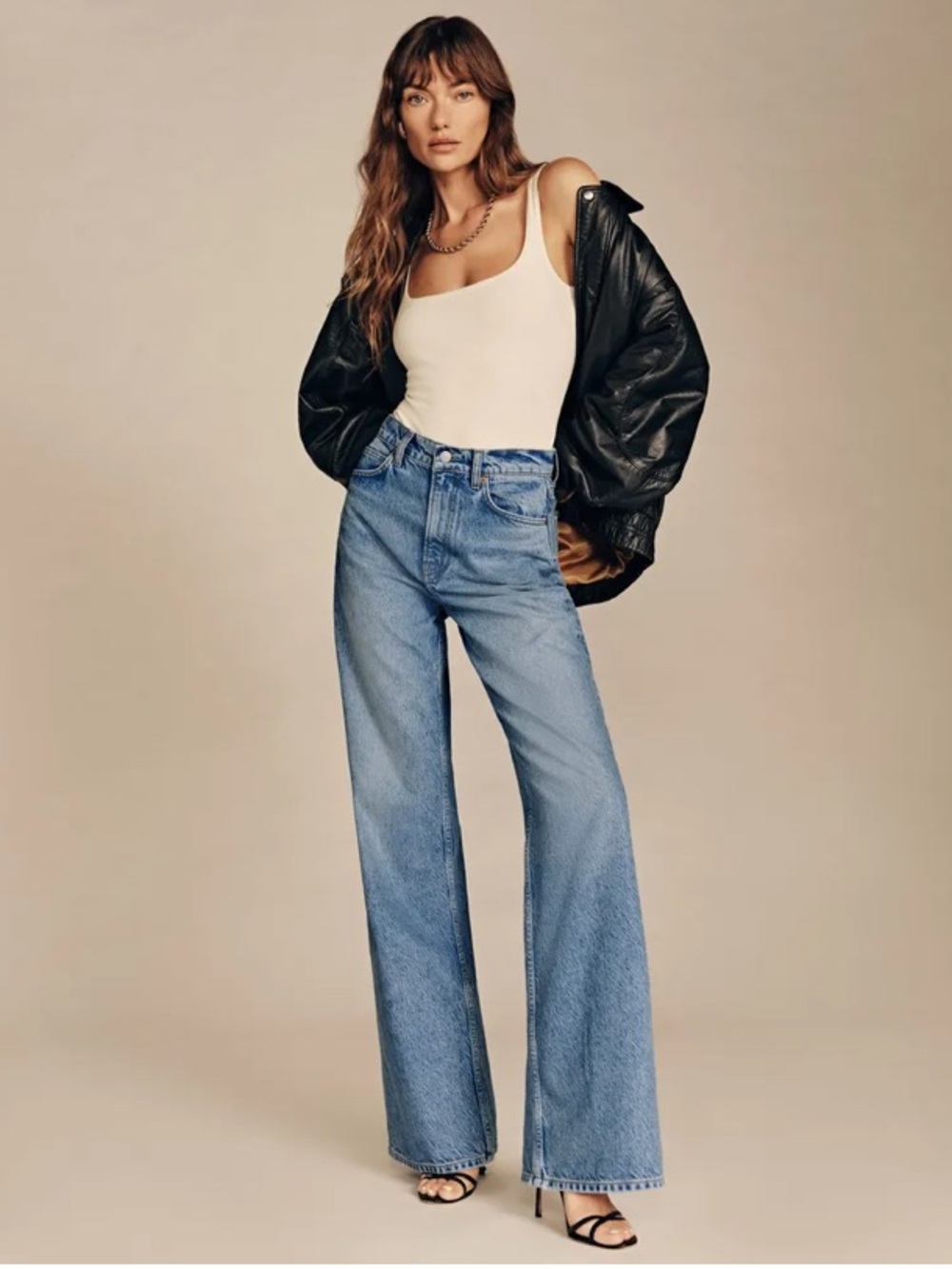 Medium Wash Extra High-Rise Wide Leg Jeans - NWT, size 6